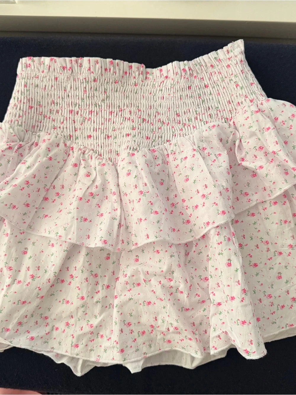 Katie J NYC White Skirt with Pink Floral Print